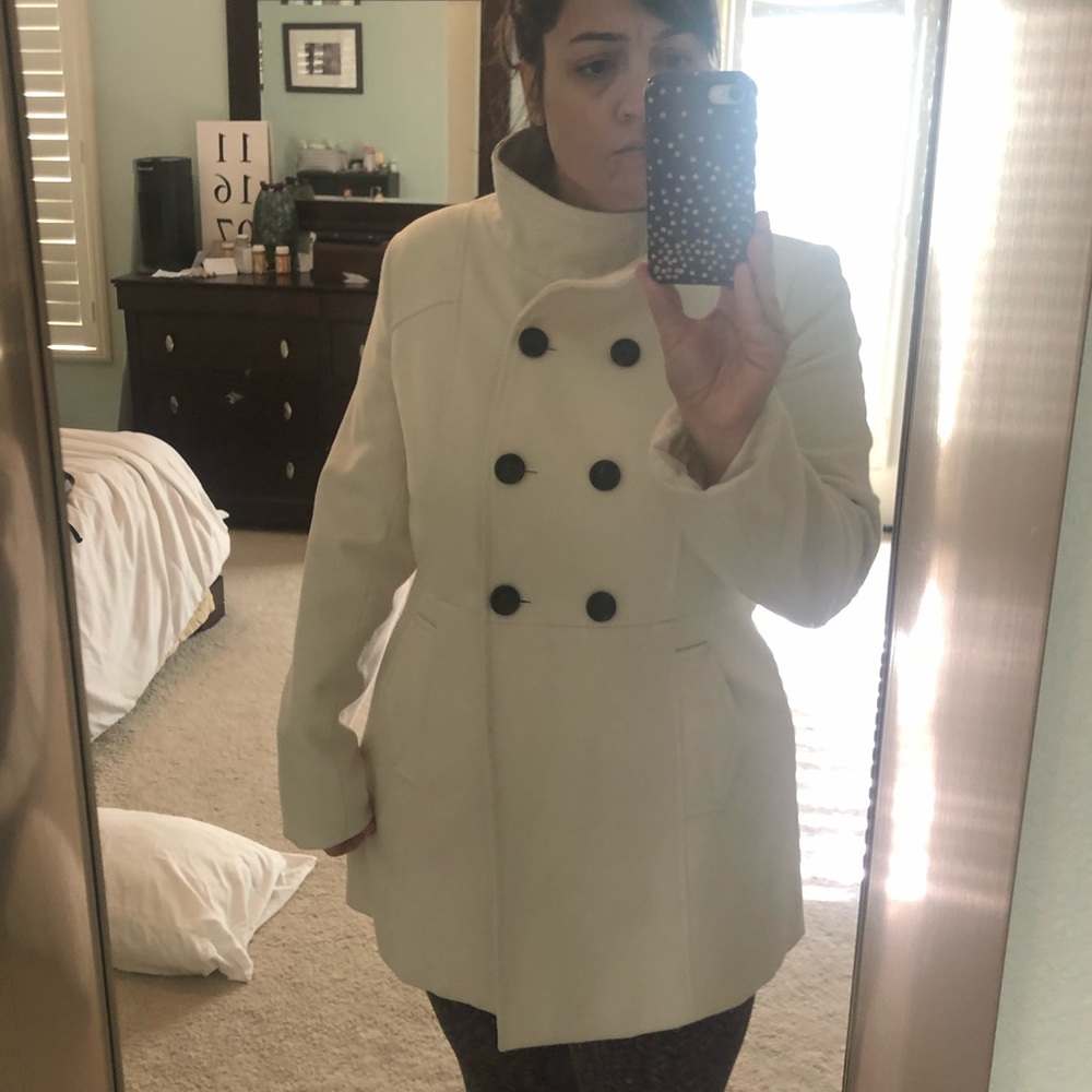 Cream pea coat.